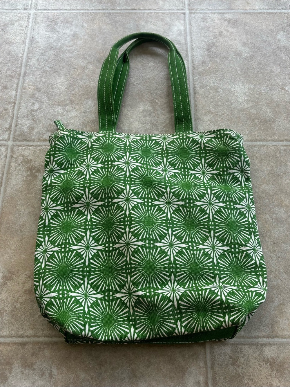 Green Patterned Canvas Tote Bag